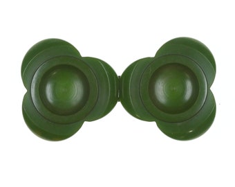 Ensemble de boucles d'oreilles en bakélite verte Art Déco des années 1940