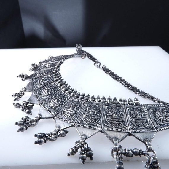 Antique Silver Hindu Ganesha Bib Necklace - image 7