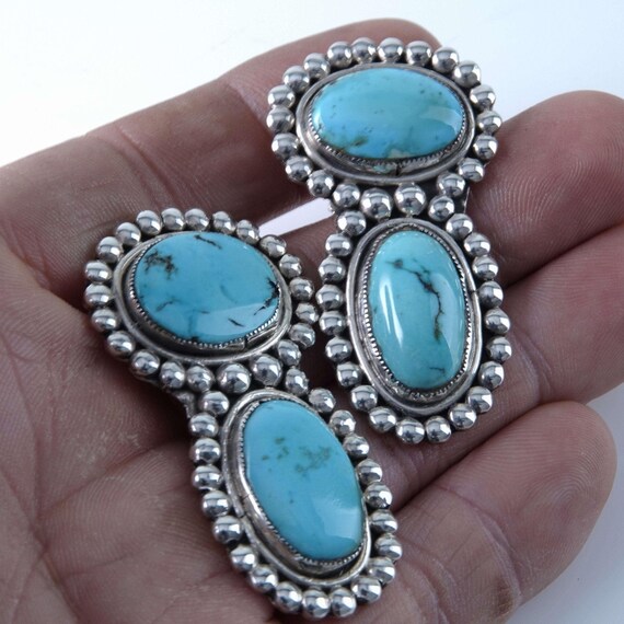 c1940's Navajo Sterling and Turquoise collar Tips - image 4
