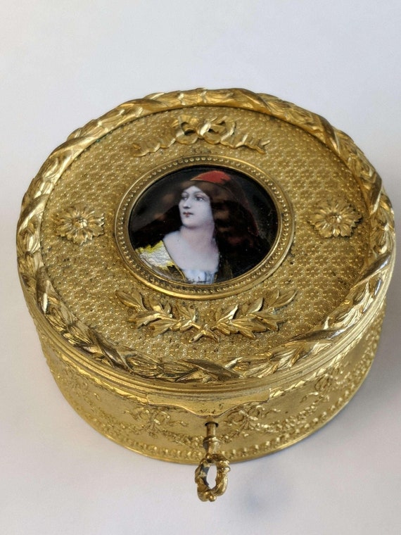 c1890 French Gilt Bronze Mounted French Enamel Po… - image 2