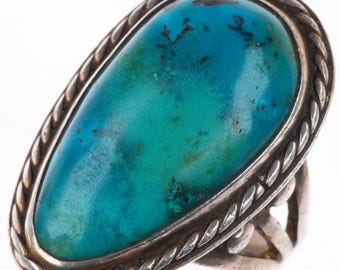 sz6.75 vintage Navajo Gem Silica/Turquoise/Chrysocolla sterling silver ring