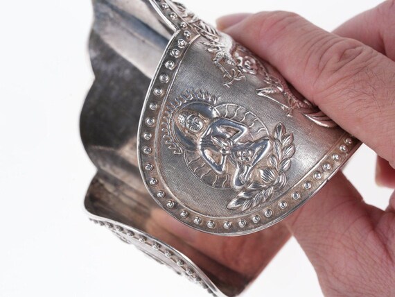 Antique Asian silver Repousse Buddha Cuff bracelet - image 3