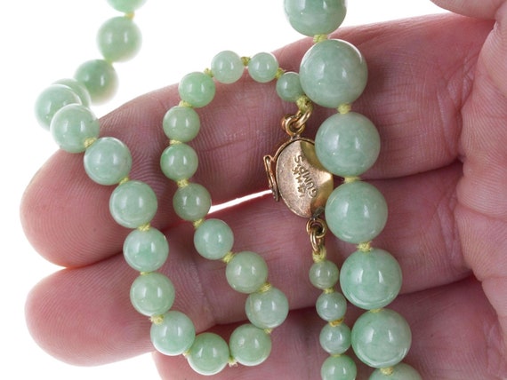 Vintage Gumps A Jadeite beaded necklace - image 5