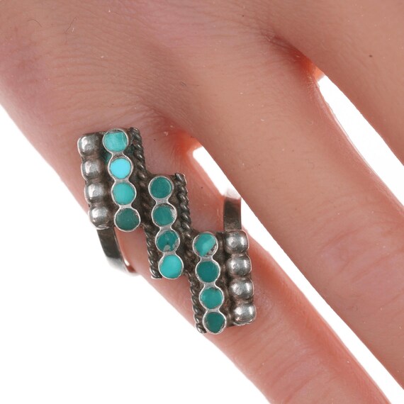 Important Vintage Native American Zuni Dishta Turquoise Sterling Silver Inlay Charm Bracelet Old Important Vintage Native American Zuni Dishta Turquoise Sterling Silver Inlay Charm Bracelet Old