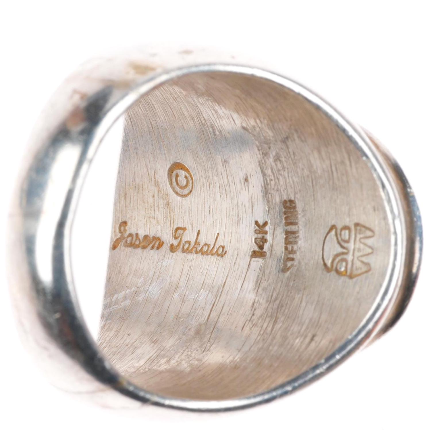Sz7.5 Jason Takala Hopi 14k Gold Sterling Silver Man in the Maze 
