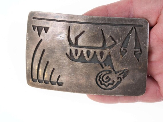 アクセサリー Hopicrafts vintage Tony Kyasyousie Hopicrafts Tony Kyasyousie Hopi Overlay Sterling Belt Buckle
