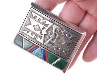 Richard Tsosie Navajo Cobblestone inlay Tufa cast belt buckle