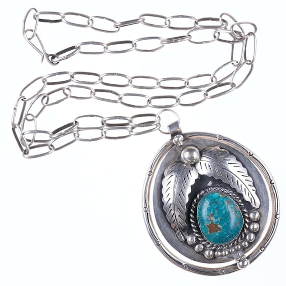 Vintage Navajo Spinner pendant Sterling, turquoise