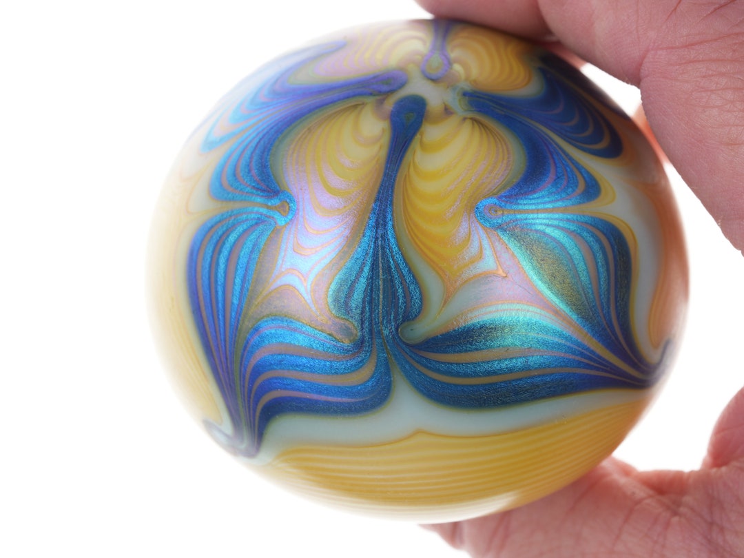 1979 Orient and Flume Paperweight Iridescent Multicolor Swirls Etsy