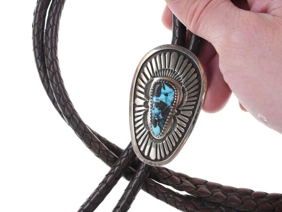 Tommy Jackson Navajo Sterling turquoise bolo tie - image 3