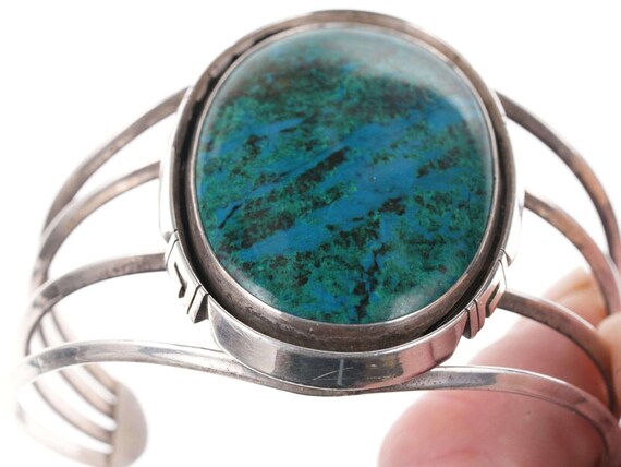 James Shay Navajo Sterling Chrysocolla cuff brace… - image 5