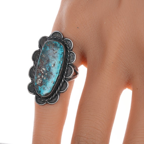 sz4.75 Navajo Morenci turquoise silver ring - image 1