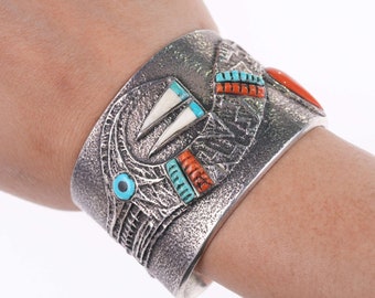 Preston Monongye (Hopi) (1927-1987) Tufa Cast Silver Cuff bracelet