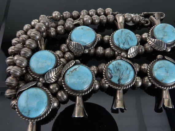 Vintage Navajo Sterling and Turquoise Squash blos… - image 5
