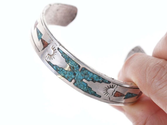 Vintage Navajo Chip inlay cuff bracelet - image 2