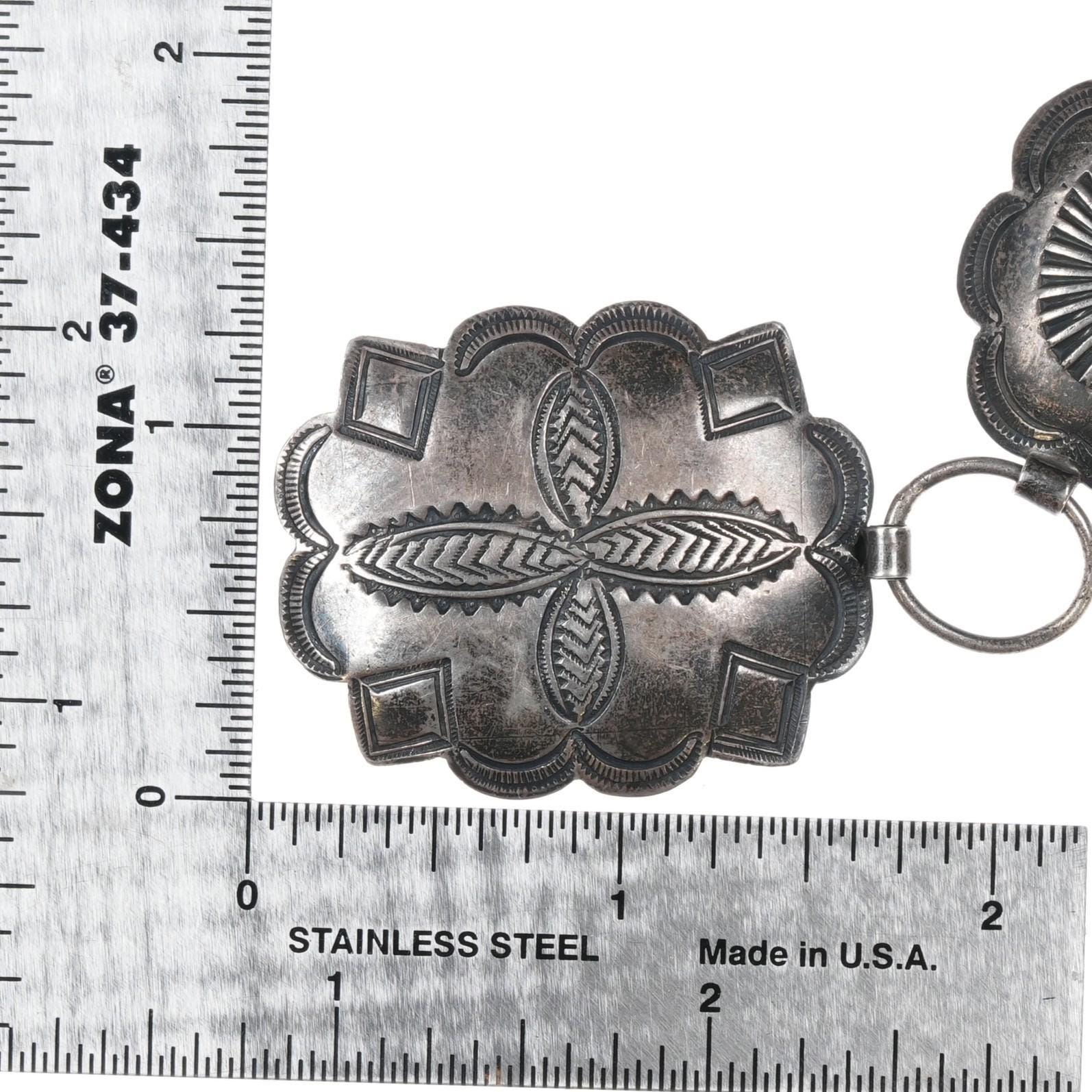 C1940's Navajo Fred Harvey Sterling Silver Link Concho Belt