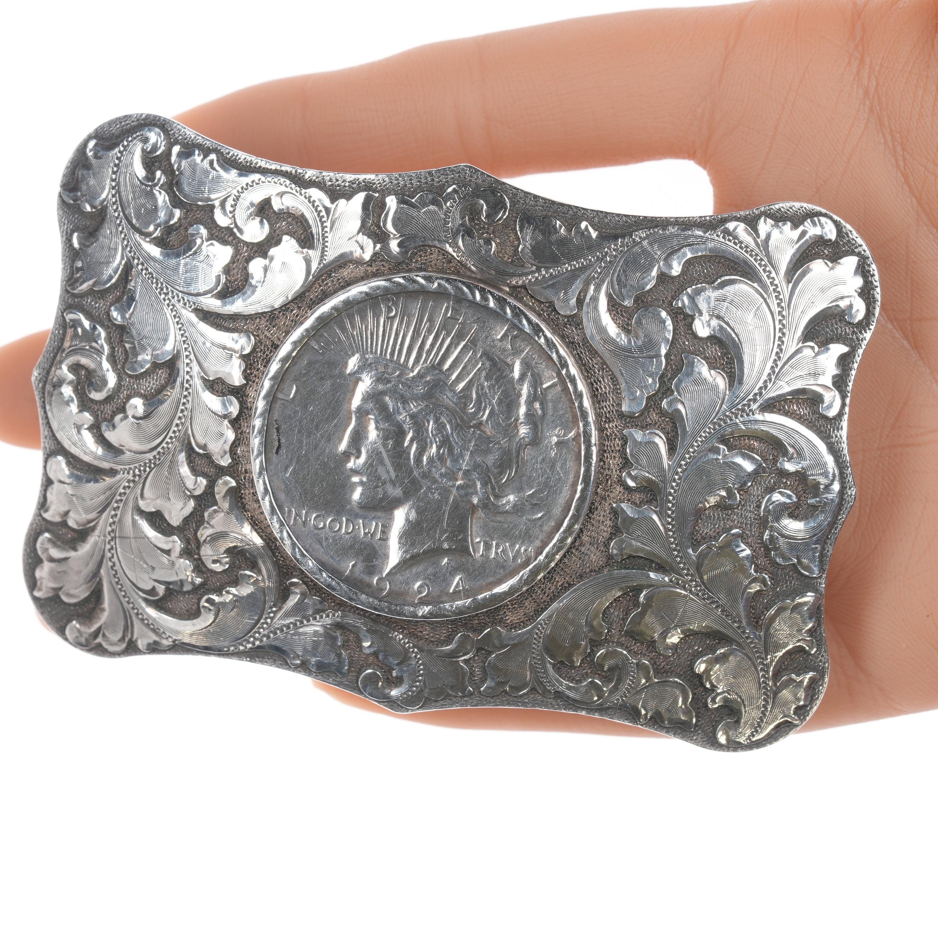 Large Boyd reno Sterling Hand Engraved 1924 Silver Dollar Belt Buckle Etsy Canada