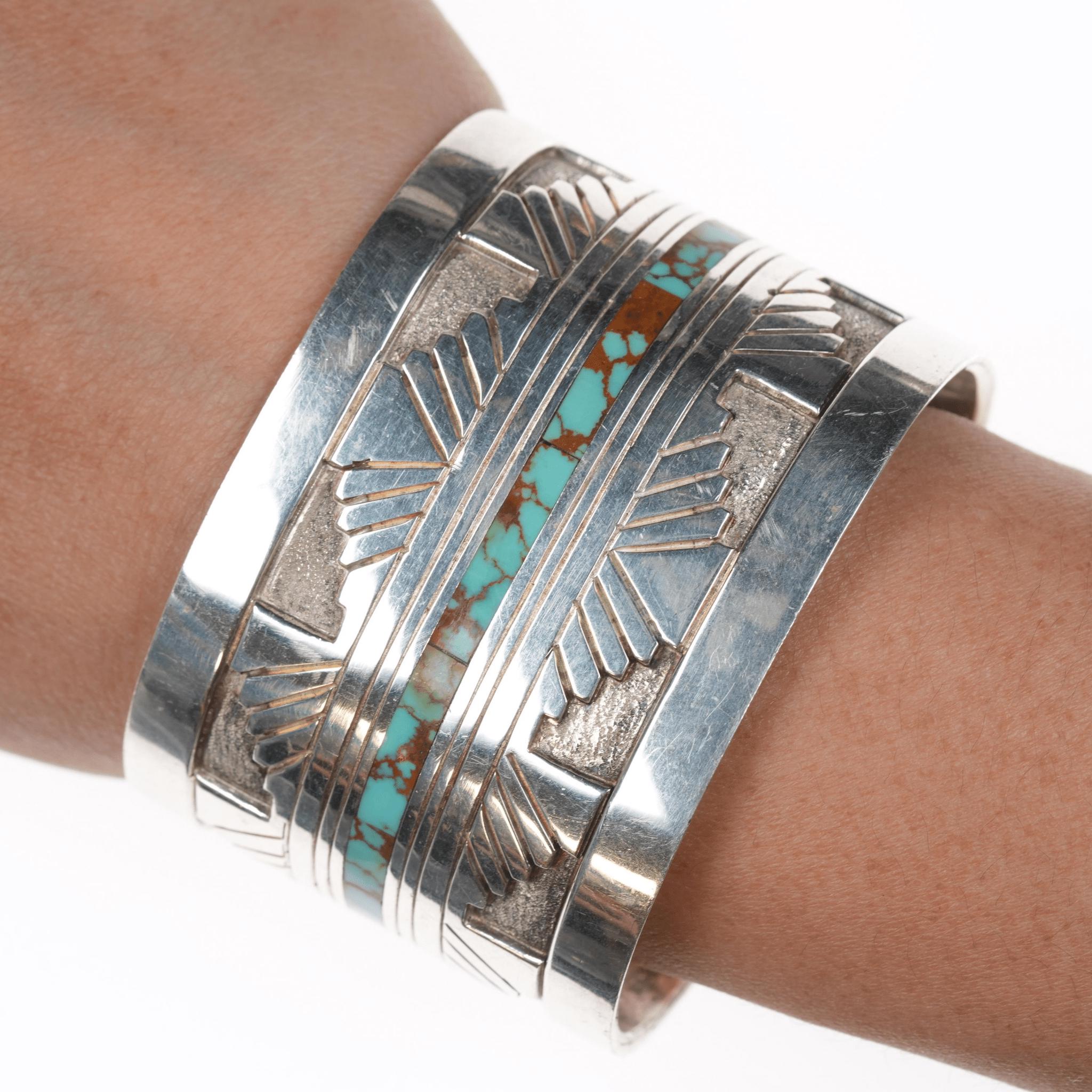 Exceedingly Rare Vintage Navajo Gibson Nez Red Mntn Turquoise Native American Jewelry Silver Bracelet Exceedingly Rare Vintage Navajo Gibson Nez Red Mntn Turquoise Native American Jewelry Silver Bracelet