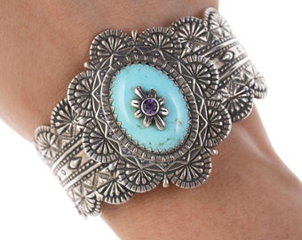 Carolyn Pollack Relios Heavy Sterling turquoise amethyst bracelet