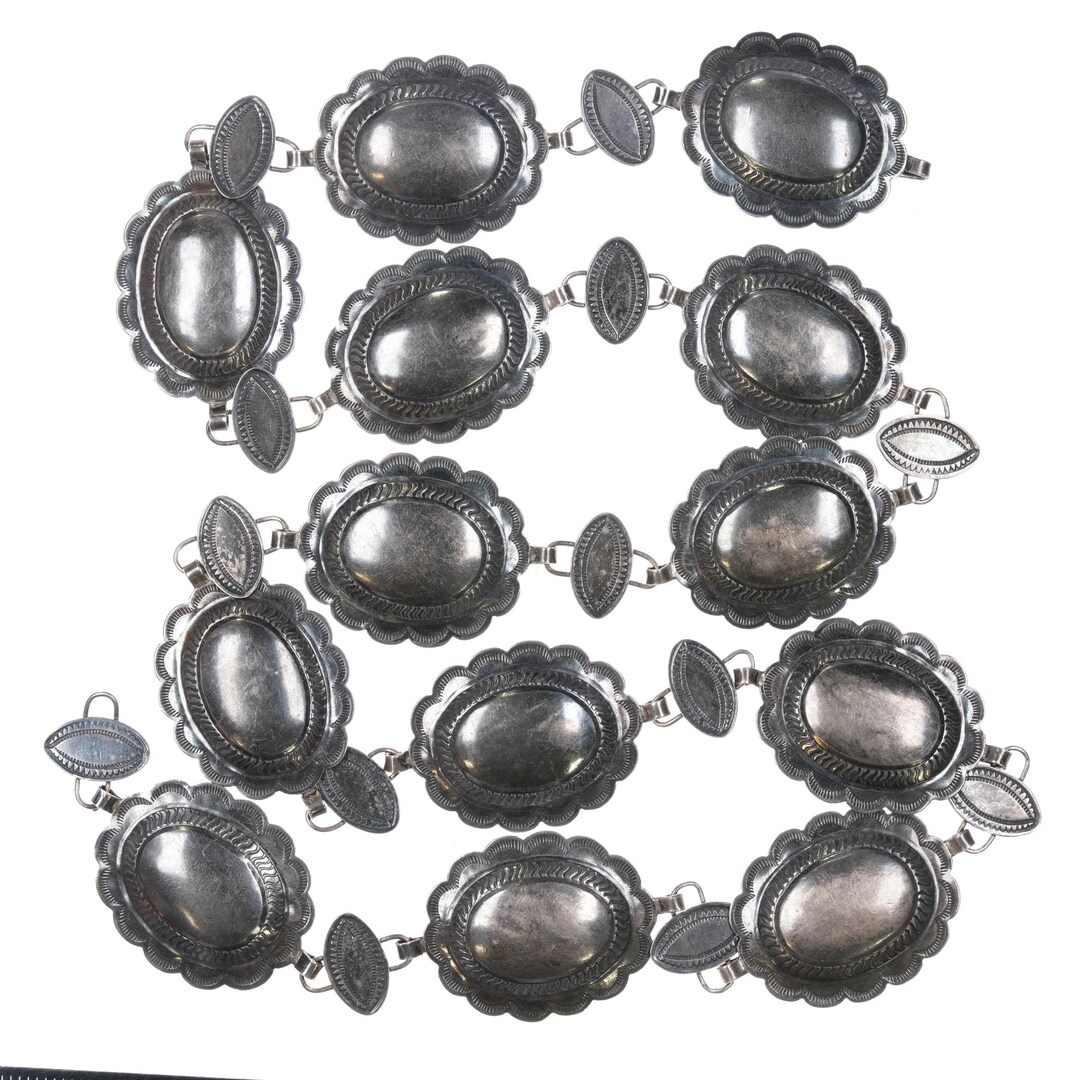 宅配便配送 Navajo C1940's Fred Stamped Link Silver Sterling Harvey ストラップ
