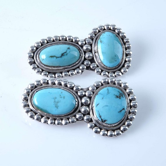 c1940's Navajo Sterling and Turquoise collar Tips - image 2