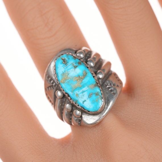 sz9.5 Native American silver and turquoise cast a… - image 1
