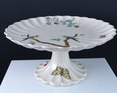 c1870 39 s Spode Copeland Scalloped Compte with Parrots on Branch Pattern