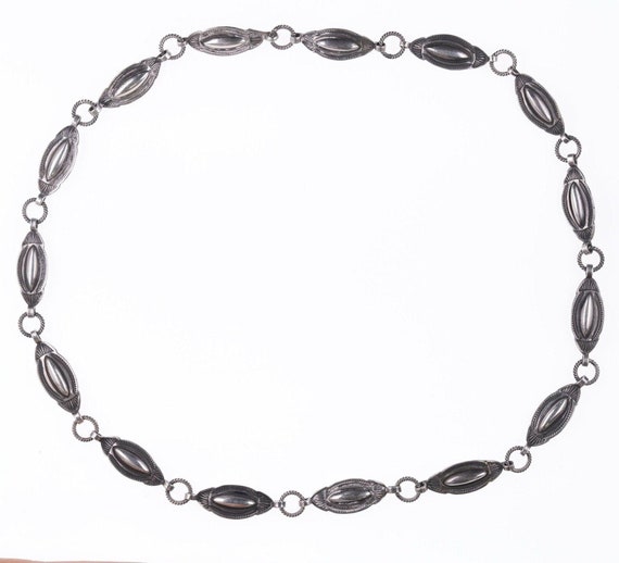 1940's Navajo heavy stamped silver necklace - image 1