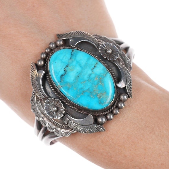Important Vintage Native American Navajo Cal Martinez Coral Sterling Silver Repoussed Bracelet Important Vintage Native American Navajo Cal Martinez Coral Sterling Silver Repoussed Bracelet