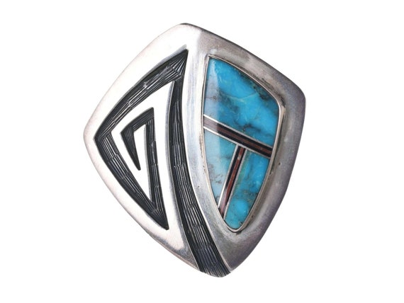 Vintage Hopi Overlay/Channel Inlay Bolo by T Thom… - image 2