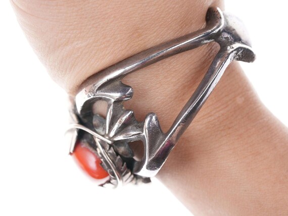 Vintage Native American Sterling/coral  sandcast … - image 3