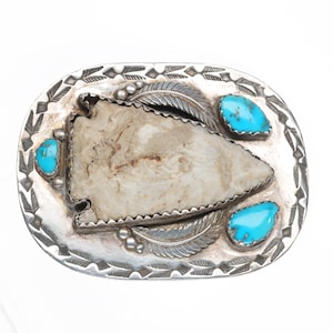 Silas & Bertie Ohmsatte Zuni sterling  silver, turquoise, arrowhead belt buckle