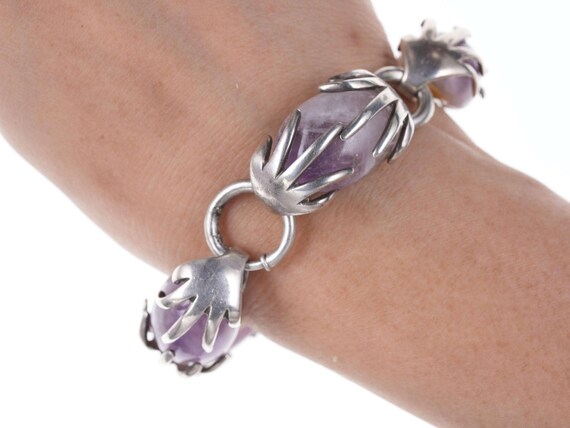 Vintage Los Castillo Sterling Amethyst bracelet o - image 2