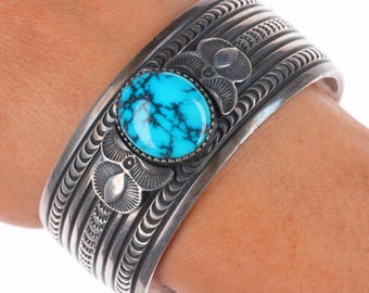 Gary Reeves Sterling Navajo Bracelet With Turquoise - Etsy