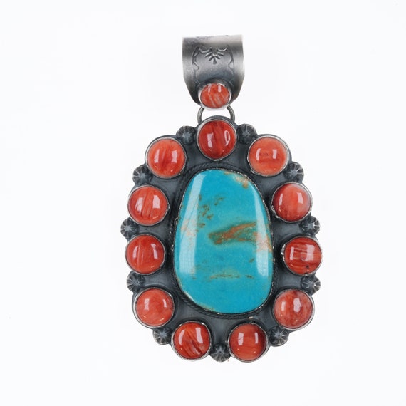 Large Southwestern sterling, turquoise and spiny o