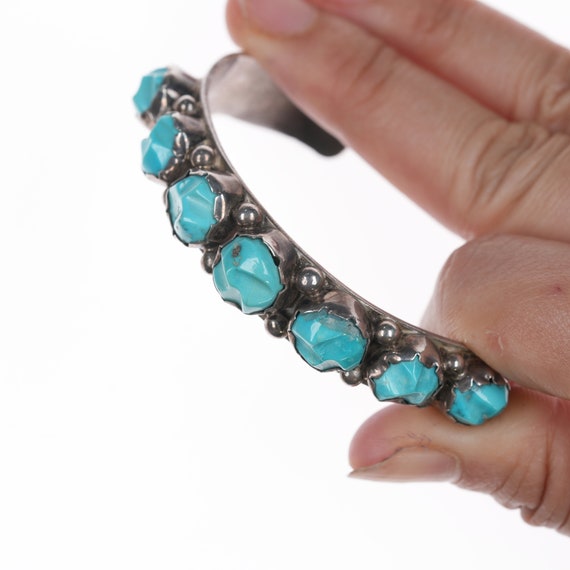 6 3/8" 40's-50's Zuni carved turquoise silver cuf… - image 2