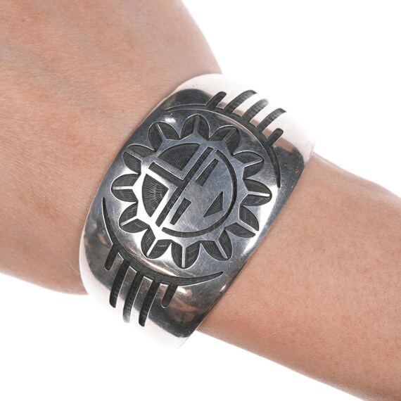 Important Navajo 'Master Guild Stamped' Chunk Turquoise Coral Native American Jewelry Silver Bracelet Important Navajo 'Master Guild Stamped' Chunk Turquoise Coral Native American Jewelry Silver Bracelet