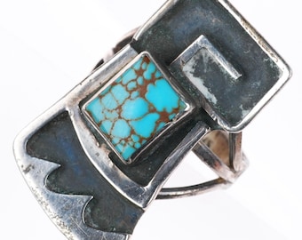 sz7.5 vintage Navajo sterling silver high grade red spiderweb turquoise ring