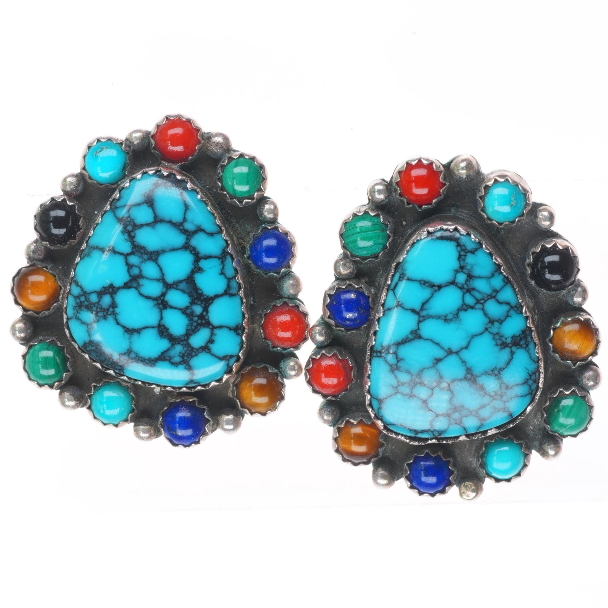 Randy Toledo Navajo Sterling Silver Spiderweb Turquoise Multi