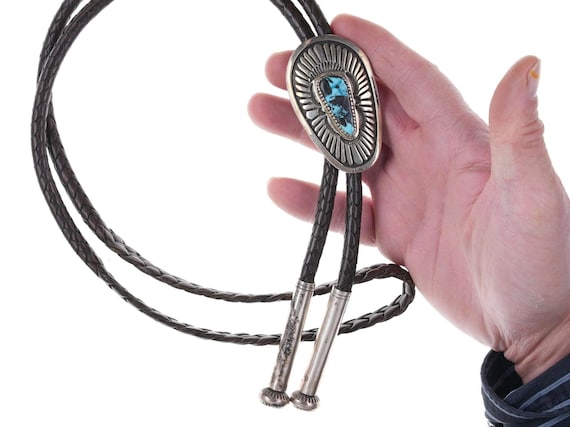 Tommy Jackson Navajo Sterling turquoise bolo tie - image 2