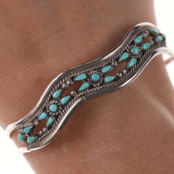Vintage Native American Zuni Sterling Petit Point cuff bracelet