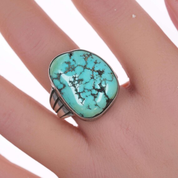 sz8 Native American Silver and turquoise ring