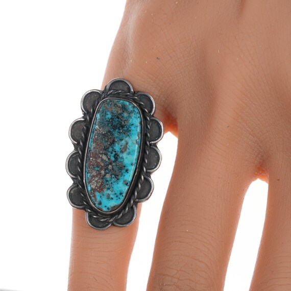 sz4.75 Navajo Morenci turquoise silver ring - image 3