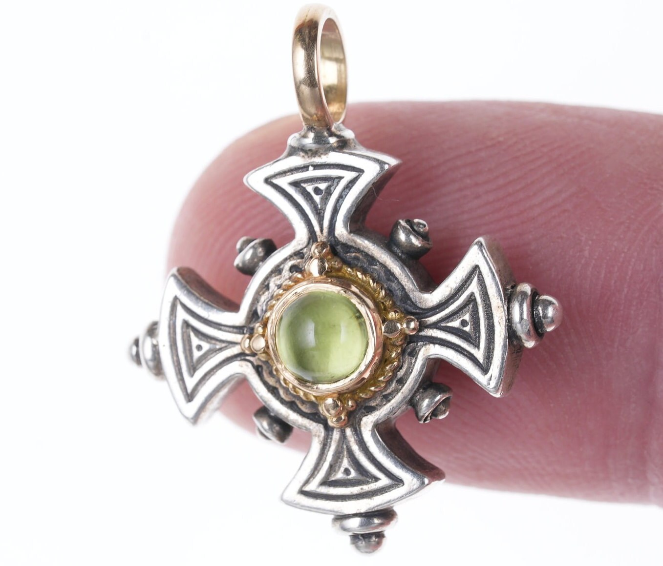 Gerochristo 3357 ~Medieval-Byzantine Sterling Silver Locket Pendant with  Cross