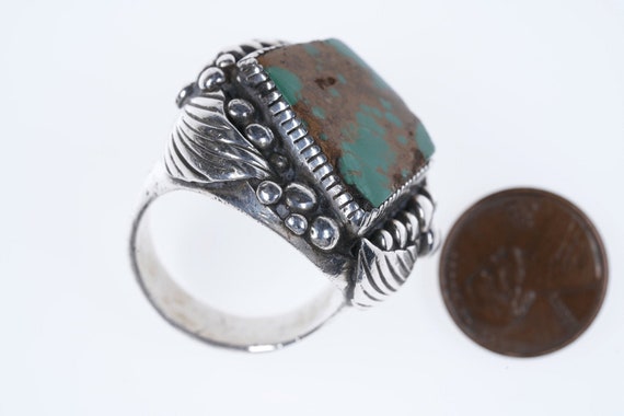 Sz13 Huge 51 gram Navajo Sterling and Turquoise S… - image 2