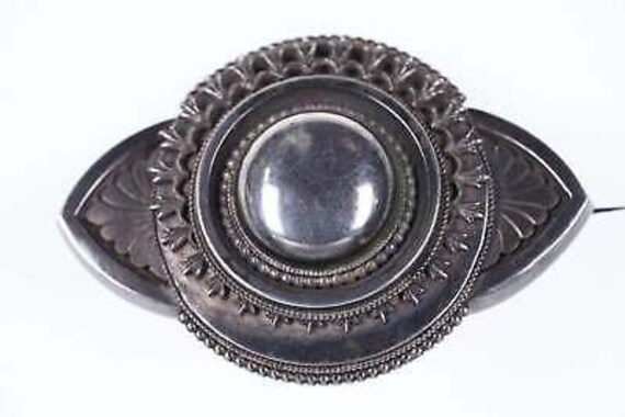 Victorian Sterling Mourning Brooch - image 2