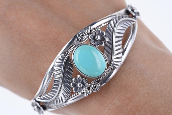 7 5/8" Southwestern style sterling/turquoise cuff… - image 1