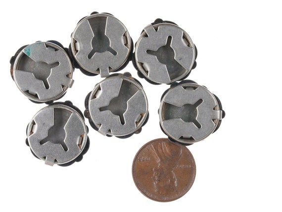 6 Vintage Navajo Stamped Sterling  button covers - image 2