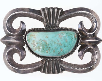 Large Early Tufa Cast Native American Turquoise/sterling belt buckle