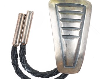 James Faks Blackfoot Native American modernist sterling silver chiseled bolo tie